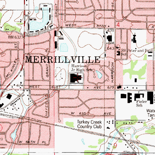 Topographic Map of Harrison Middle School, IN