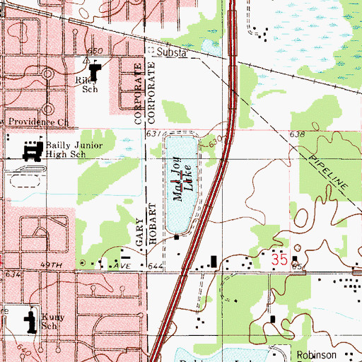 Topographic Map of Mac Joy Lake, IN
