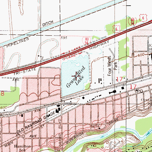 Topographic Map of Grand Boulevard Lake, IN