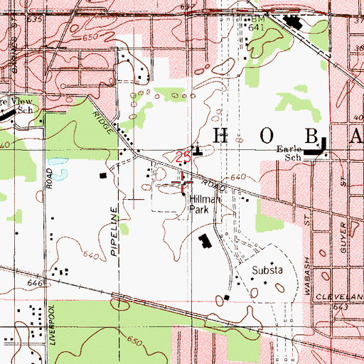 Topographic Map of Hillman Park, IN