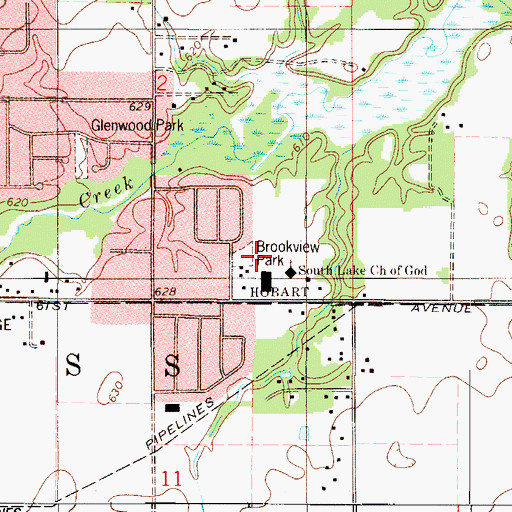 Topographic Map of Brookview Park, IN
