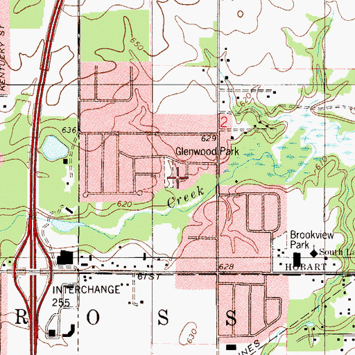 Topographic Map of Glenwood Park, IN