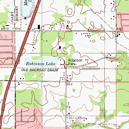 Topographic Map of Robinson Park, IN