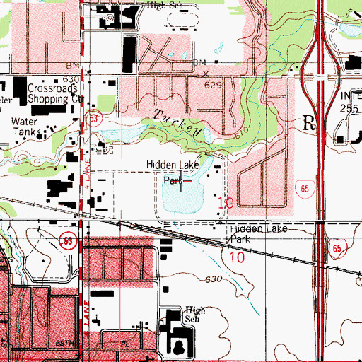 Topographic Map of Hidden Lake Park, IN