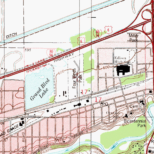 Topographic Map of Four Winds Park, IN