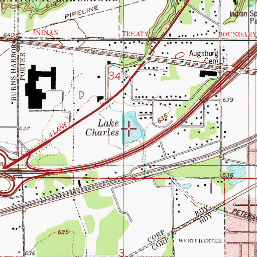 Topographic Map of Lake Charles, IN