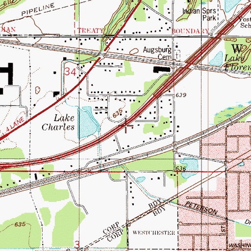 Topographic Map of Peterson Ditch, IN