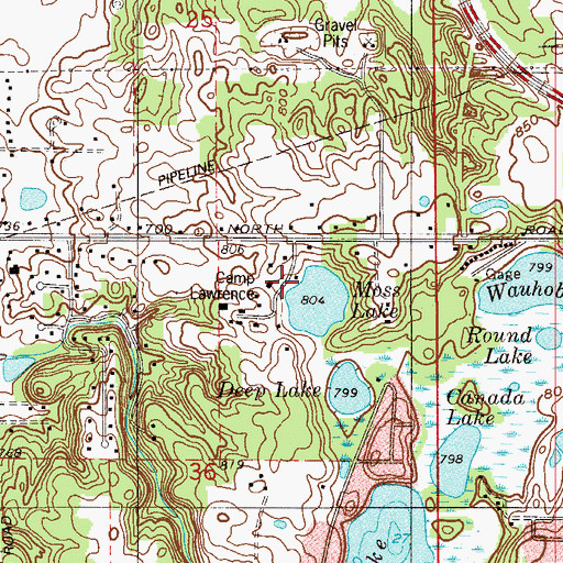 Topographic Map of Camp Lawrence, IN