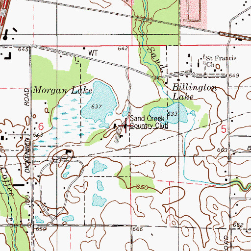 Topographic Map of Sand Creek Country Club, IN