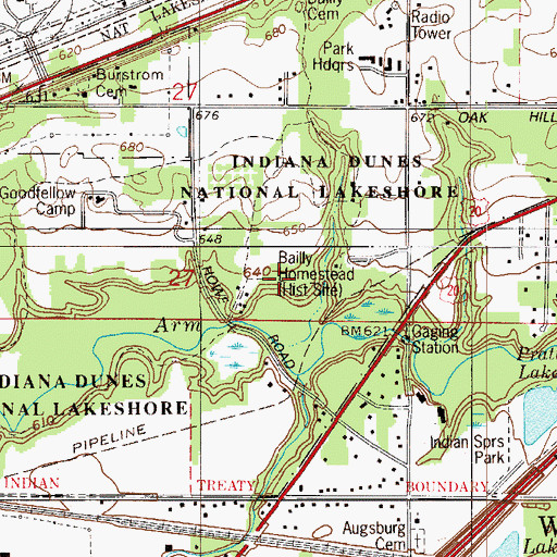 Topographic Map of Bailly Homestead (historical), IN