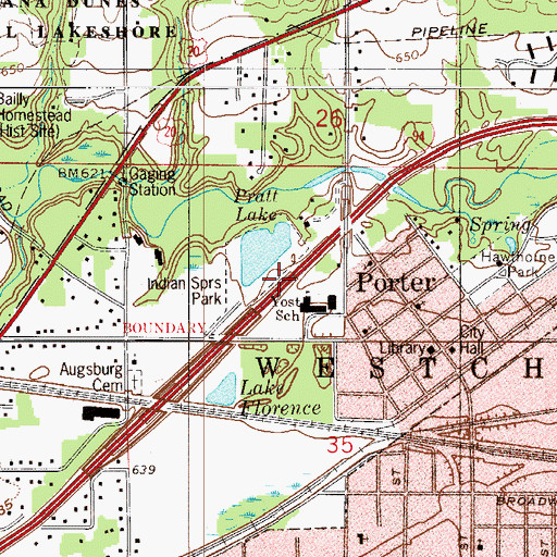 Topographic Map of Indian Springs Park, IN