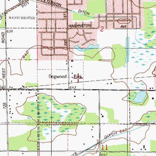 Topographic Map of Dogwood Park, IN