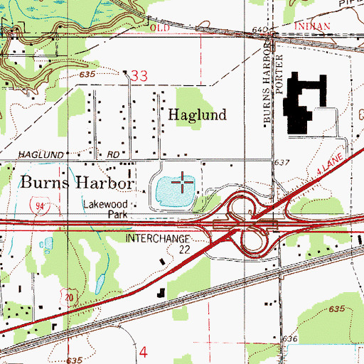 Topographic Map of Lakewood Park, IN