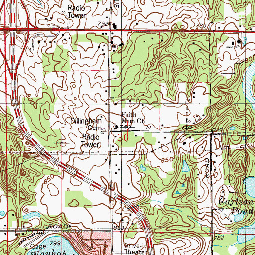 Topographic Map of Faith Memorial Lutheran Church, IN
