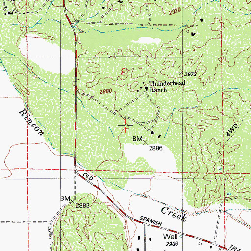 Topographic Map of Thunderhead Airport (historical), AZ