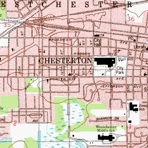 Topographic Map of First Baptist Church, IN