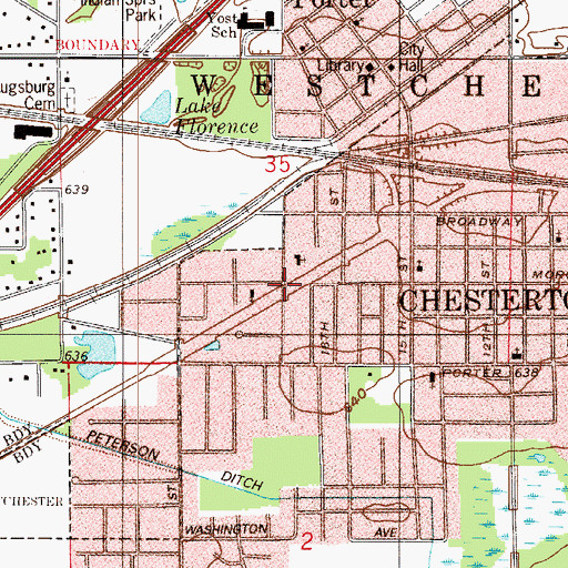 Topographic Map of Chesterton Community Church, IN