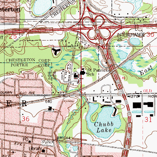 Topographic Map of Saint Patricks Church, IN