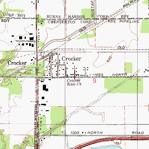 Topographic Map of Crocker Bible Baptist Church, IN