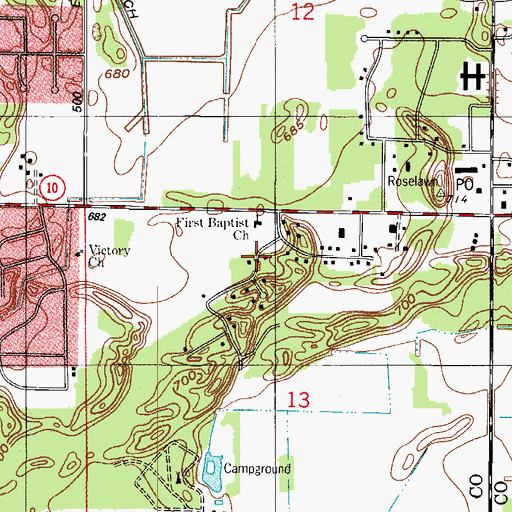 Topographic Map of Victory Baptist Church, IN