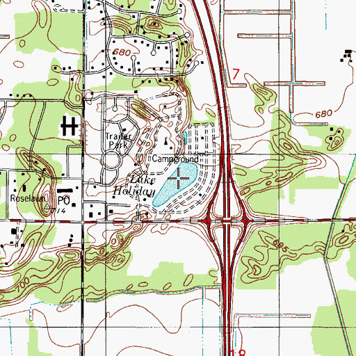 Topographic Map of Lake Holiday, IN