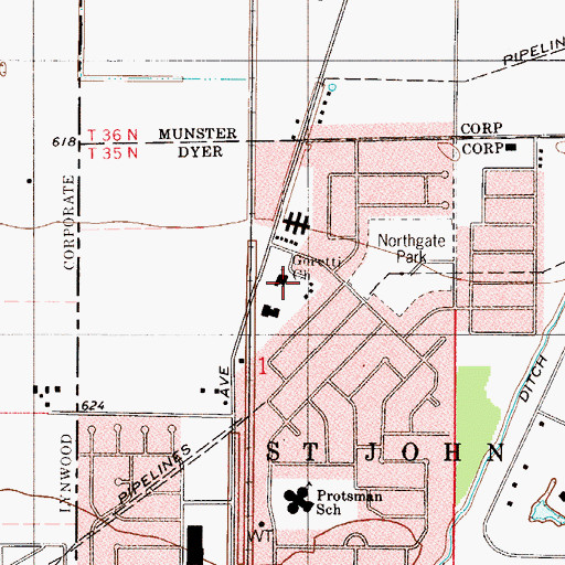 Topographic Map of Maria Goretti Catholic Church, IN