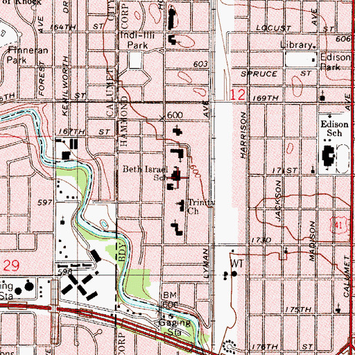 Topographic Map of Beth Israel School, IN