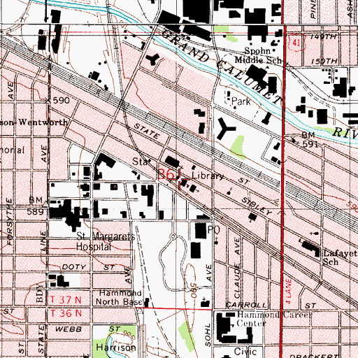 Topographic Map of All Saints School, IN