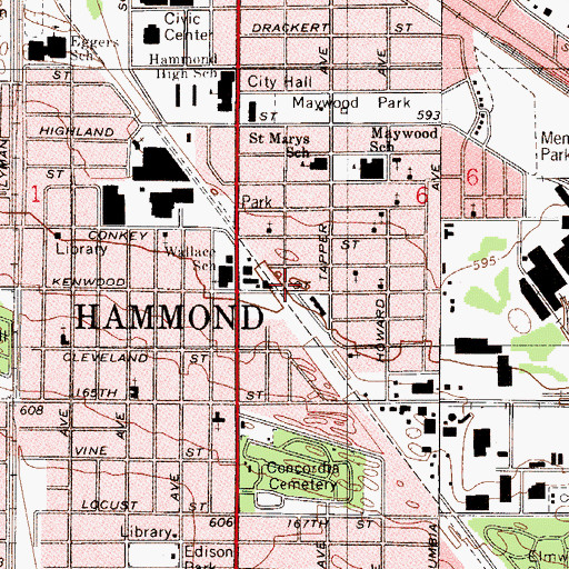 Topographic Map of Wallace School, IN