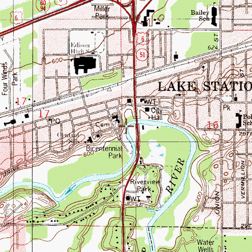 Topographic Map of Saint Francis Xavier Cemetery, IN