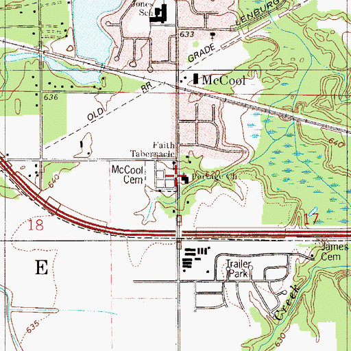 Topographic Map of McCool Cemetery, IN