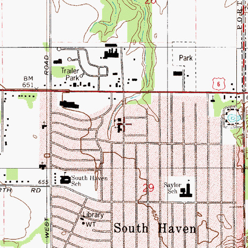 Topographic Map of South Haven Christian School, IN