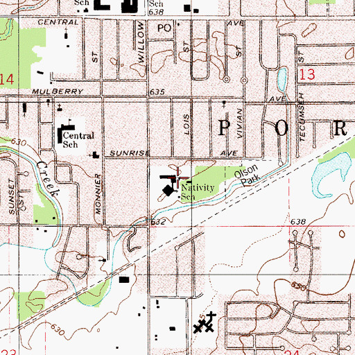 Topographic Map of Nativity of Our Saviour Catholic School, IN
