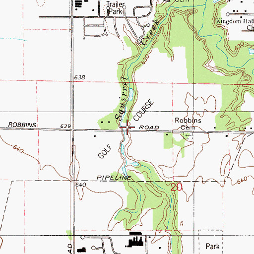 Topographic Map of Robbinhurst Golf Club, IN