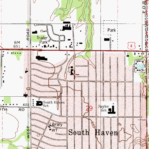 Topographic Map of South Haven Christian Church, IN