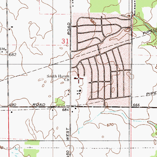 Topographic Map of South Haven Church of the Nazarene, IN