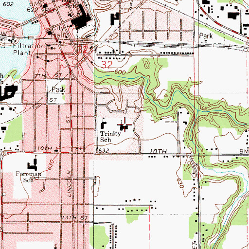 Topographic Map of Trinity Lutheran Church, IN