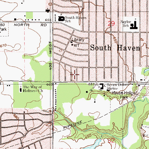 Topographic Map of The Way of Holiness Church, IN