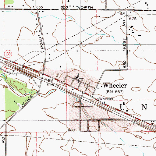 Topographic Map of Wheeler United Methodist Church, IN