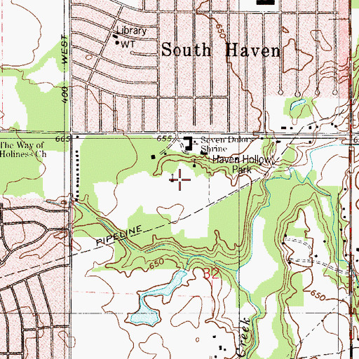 Topographic Map of Seven Dolors Grotto Church, IN