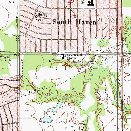 Topographic Map of Lourds Grotto Church, IN