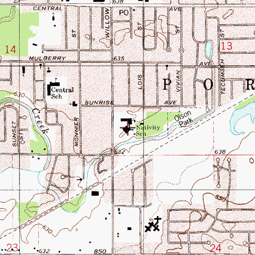 Topographic Map of Nativity of Our Saviour Catholic Church, IN