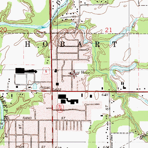Topographic Map of New Hope Church of God, IN