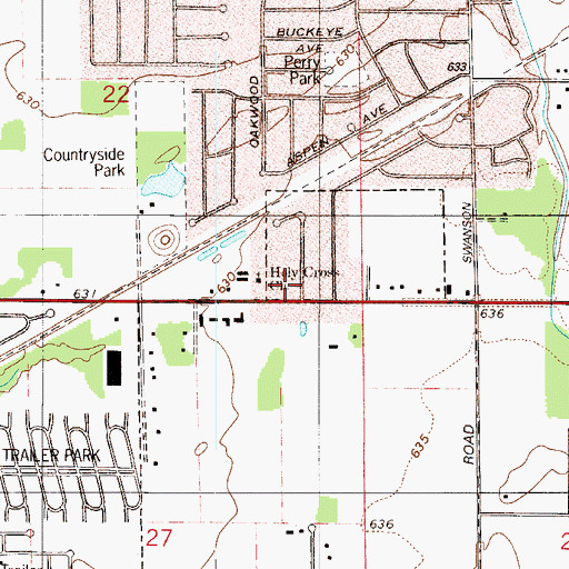 Topographic Map of Holy Cross Lutheran Church, IN