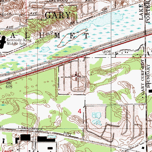 Topographic Map of Inland Manor Baptist Church, IN