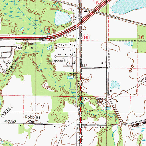 Topographic Map of Kingdom Hall of Jehovahs Witness Church, IN