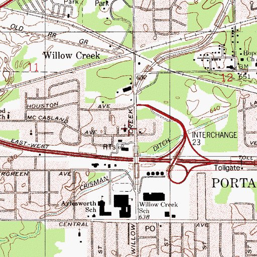 Topographic Map of First Assembly of God Church, IN