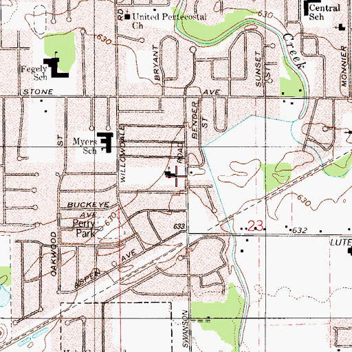 Topographic Map of First Church of the Nazarene, IN