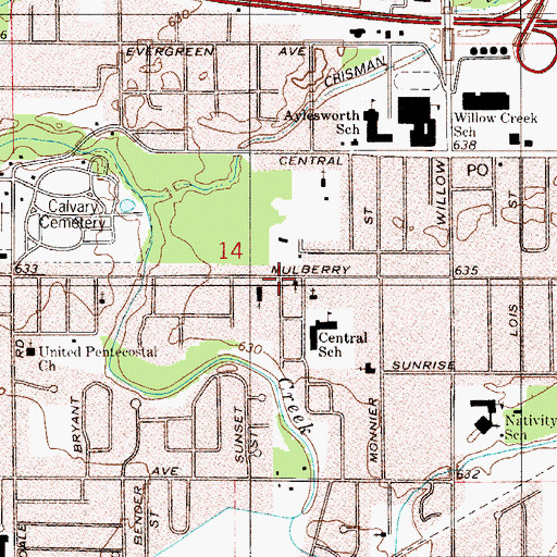 Topographic Map of First Southern Baptist Church, IN