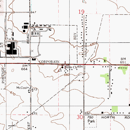 Topographic Map of Bible Baptist Church, IN